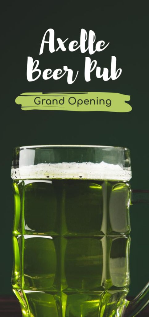 Pub Grand Opening Beer Splashing in Glass Flyer DIN Large Design Template
