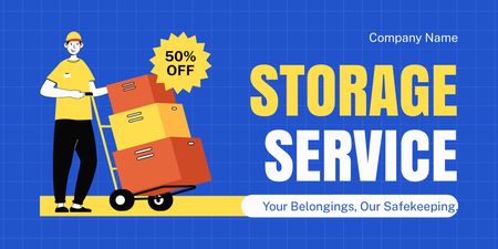 Storage Service Ad with Offer of Big Discount Twitter Design Template