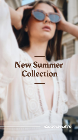 Summer Fashion Collection Ad with Stylish Woman Instagram Story Modelo de Design