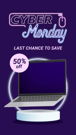 Cyber Monday Sale of Modern Laptop with Discount Instagram Video Story Design Template