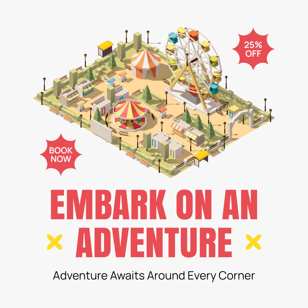 Adventurous Amusement Park With Discount On Admission Instagram AD Modelo de Design