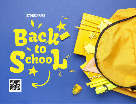Back to School Blue and Yellow Postcard 4.2x5.5in Design Template