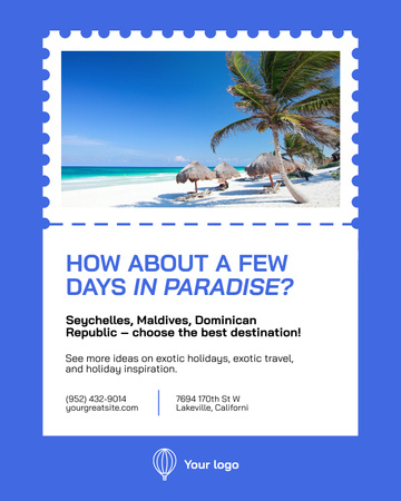 Exotic Vacations Offer Poster 16x20in Design Template
