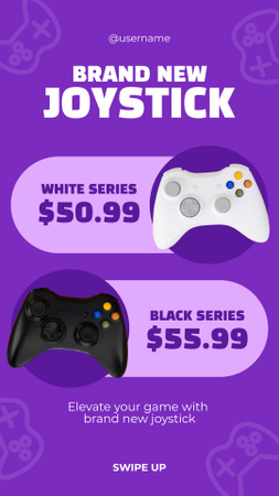 Plantilla de diseño de Nuevas ofertas de compra de Joystick de marca en púrpura Instagram Story 