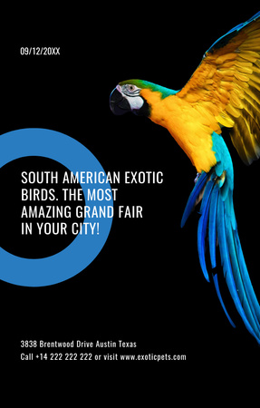 Exotic Birds fair Blue Macaw Parrot Invitation 4.6x7.2in Design Template