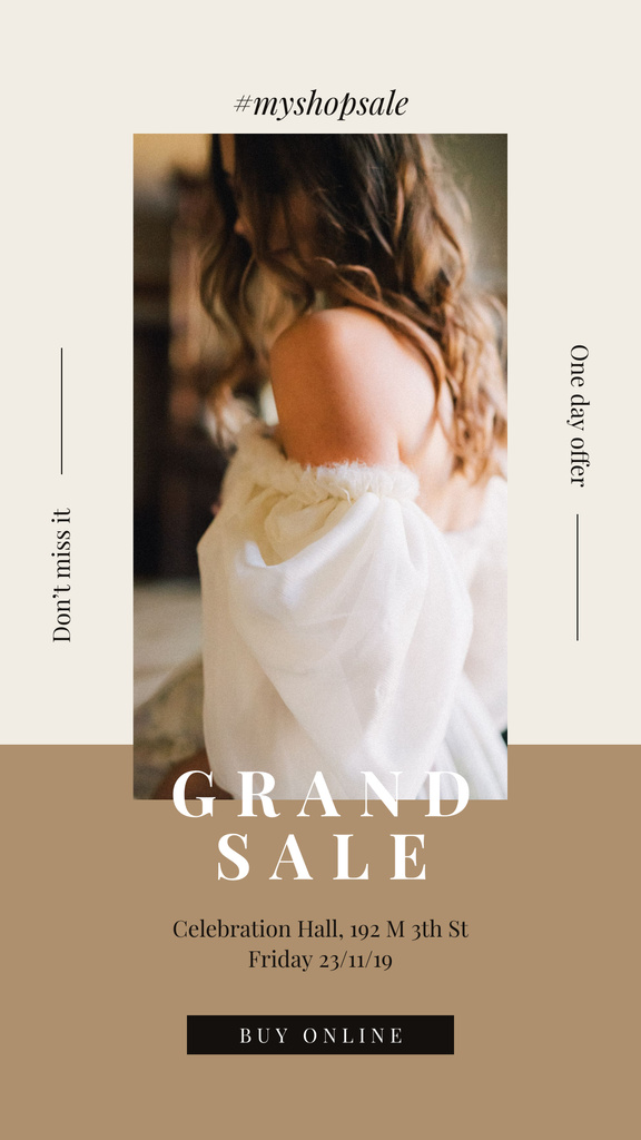 Sale Ad Young attractive woman Instagram Story Design Template