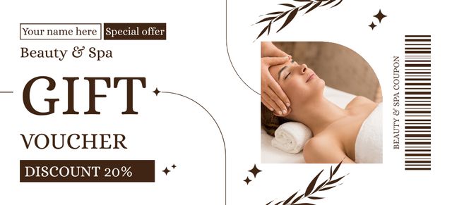 Spa and Beauty Gift Voucher Coupon 3.75x8.25in – шаблон для дизайна