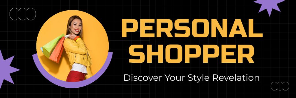 Designvorlage Personal Shopper Services Offer on Black für Twitter
