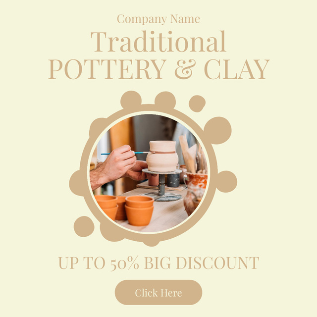 Traditional Handmade Pottery for Sale Instagram Tasarım Şablonu