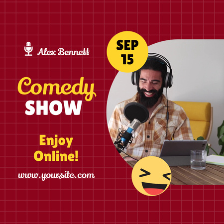 Lovely Comedy Show With Comedian Announcement Animated Post Design Template