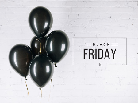 Ontwerpsjabloon van Presentation van Black Friday-aankondiging met zwarte ballonnen