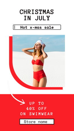 Christmas in July Swimwear Sale Announcement Instagram Video Story Modelo de Design