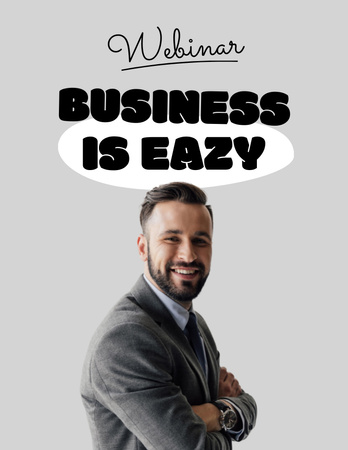 Plantilla de diseño de Business Event Announcement with Funny Businessman Flyer 8.5x11in 