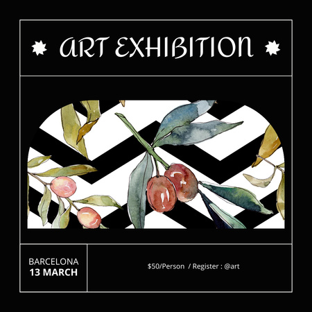 Visit Art Exhibition In Barcelona Instagram Design Template