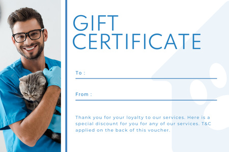 Özel Veteriner Hizmetleri Fırsatı Gift Certificate Tasarım Şablonu