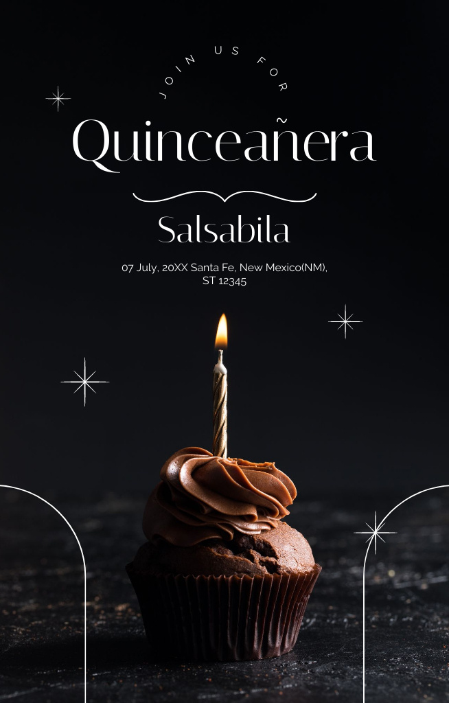 Platilla de diseño Delicious Cupcake for Quinceñera Festival Invitation 4.6x7.2in