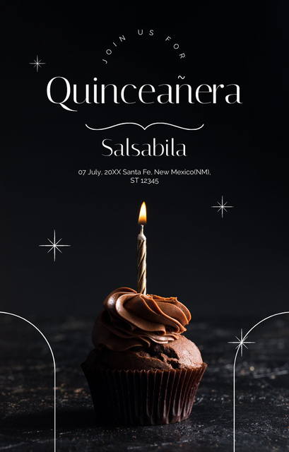 Designvorlage Delicious Cupcake for Quinceñera Festival für Invitation 4.6x7.2in