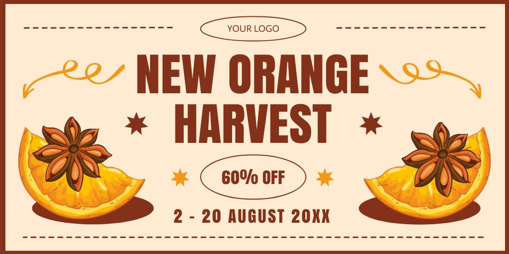Discount on New Harvest Oranges Twitter Design Template