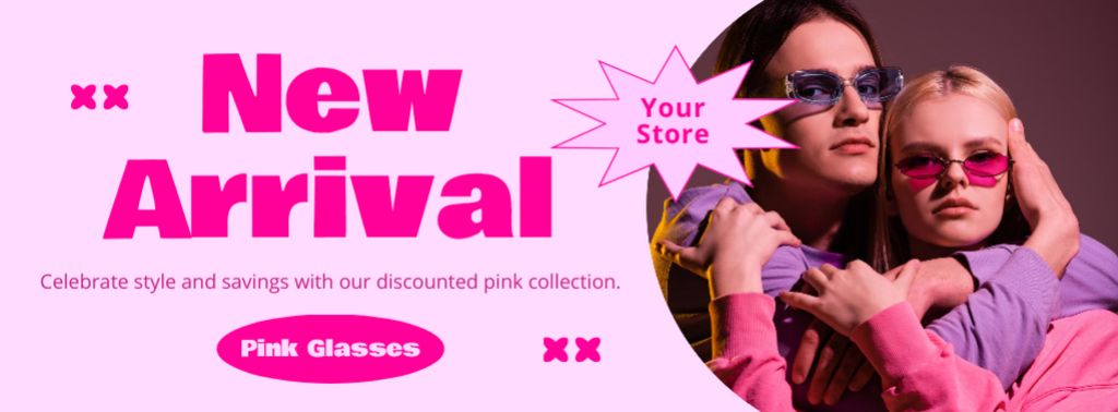 Ontwerpsjabloon van Facebook cover van Pink Collection Eyewear For Pairs With Discounts