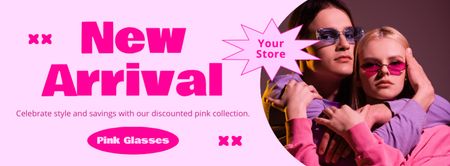 Szablon projektu Różowa kolekcja okularów dla par ze zniżkami Facebook cover