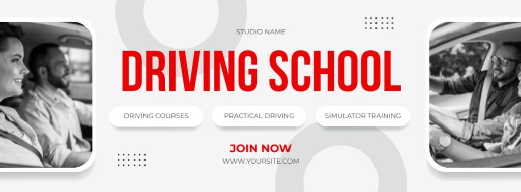 Platilla de diseño Various Services Of Driving School Including Practices Facebook cover
