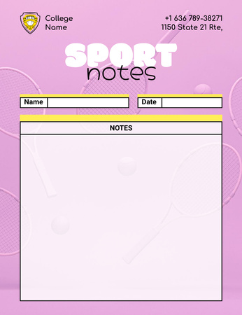 Szablon projektu Dziennik sportowy uczelni w kolorze różowym Notepad 107x139mm