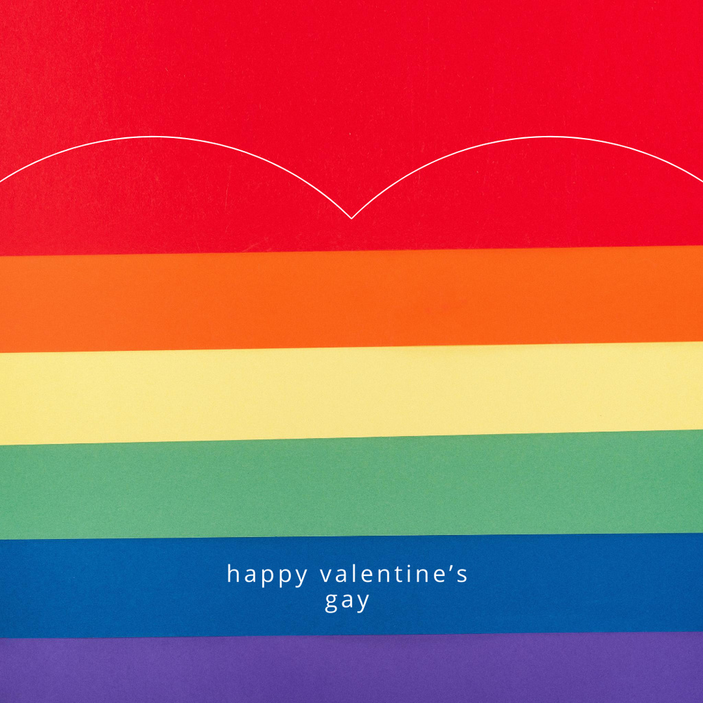 Cute Valentine's Day Holiday Greeting with LGBT Colors Instagram Design Template