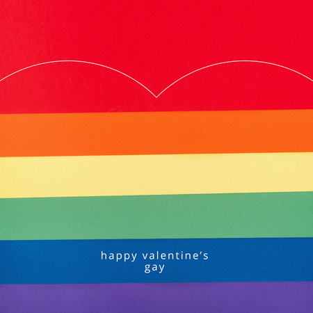 Cute Valentine's Day Holiday Greeting with LGBT Colors Instagram Design Template