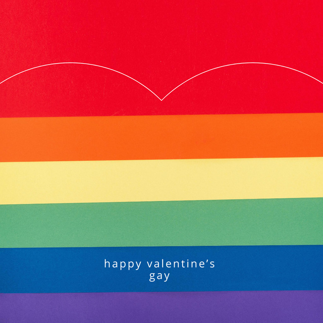 Cute Valentine's Day Holiday Greeting with LGBT Colors Instagramデザインテンプレート