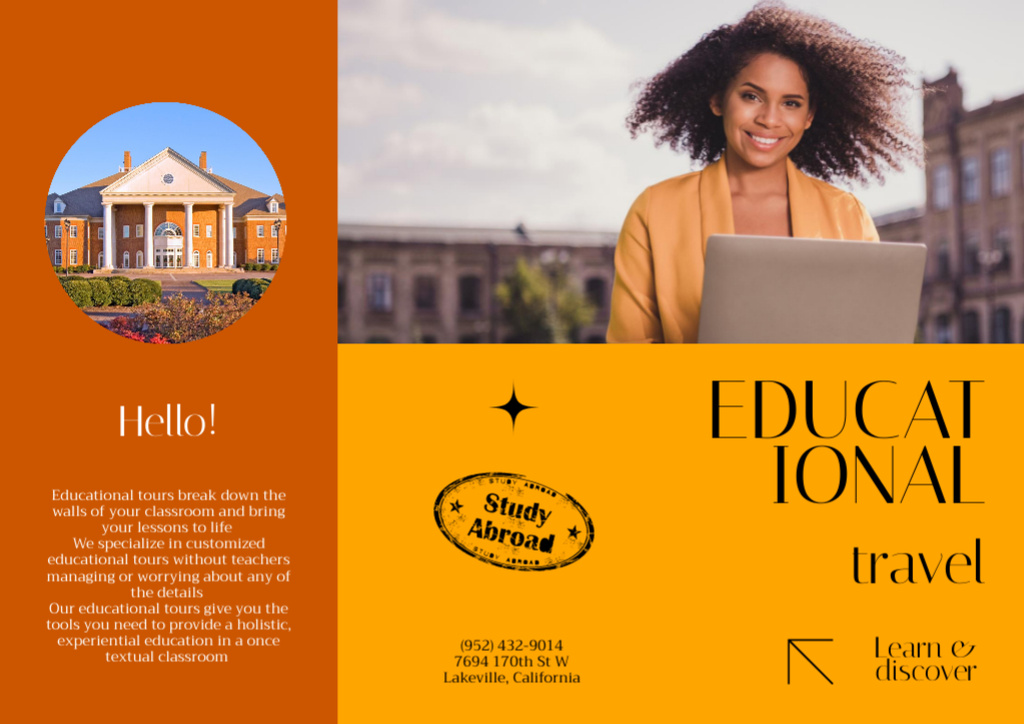 Template di design Offer of Educational Tours Abroad Brochure