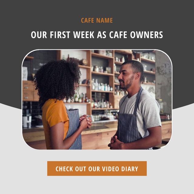 Plantilla de diseño de First Week As Cafe Owners Sharing Experience Animated Post 