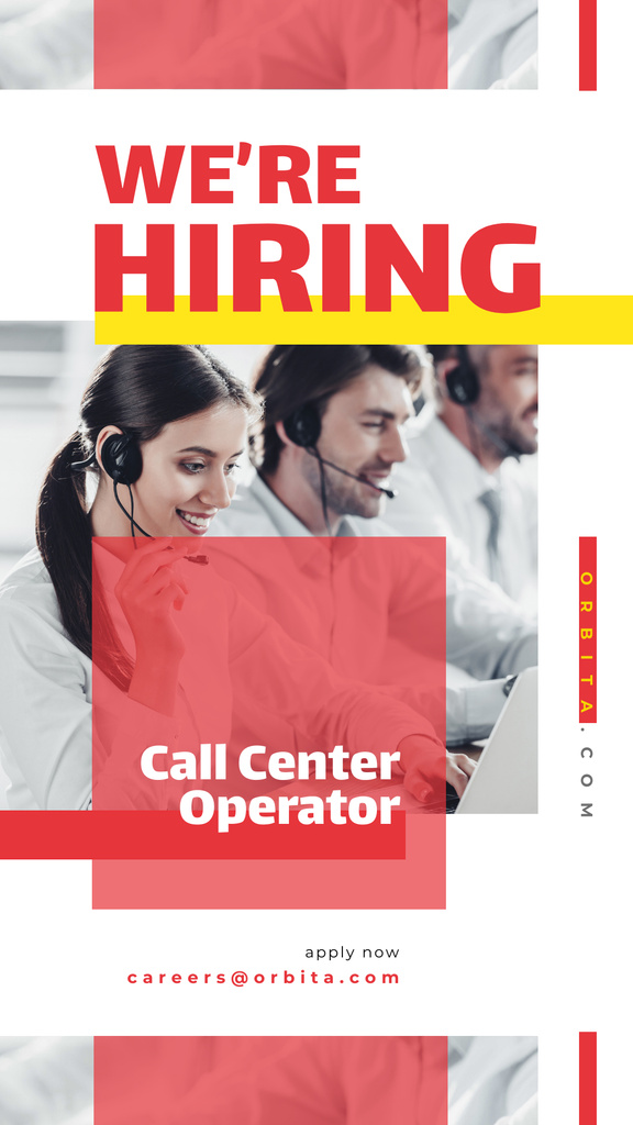People working at call center Instagram Story Design Template