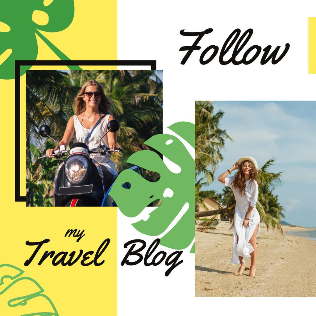 Travel Blog Promotion Woman at Seacoast  Instagram Design Template
