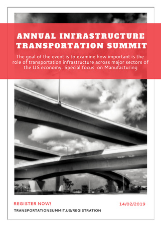 Modern Highways And Infrastructure Transportation Summit Announcement Flayer Design Template