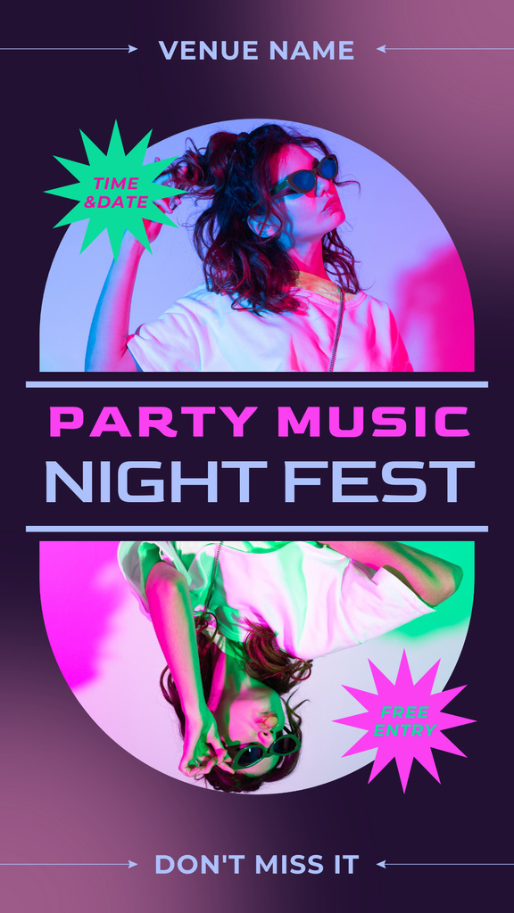 Modèle de visuel Music Night Festival Announcement - Instagram Story