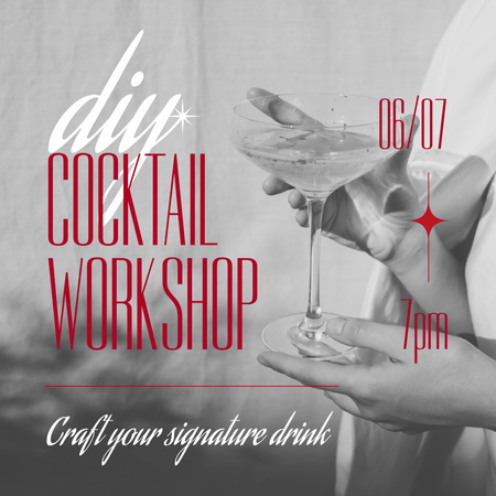 DIY Cocktail Workshop Announcement In Bar Animated Post Design Template