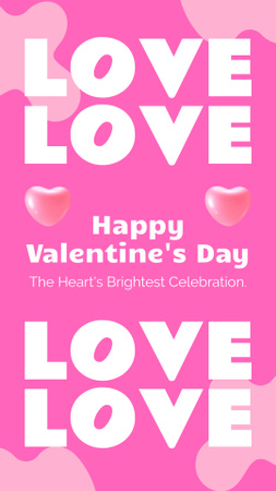 Bright Valentine's Day Greeting With Hearts Instagram Story Design Template