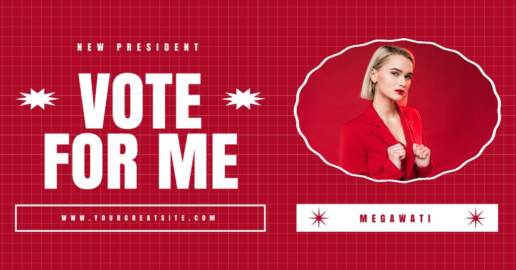 Plantilla de diseño de Candidacy of Woman in Red for Elections Facebook AD 