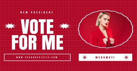 Candidacy of Woman in Red for Elections Facebook AD Design Template