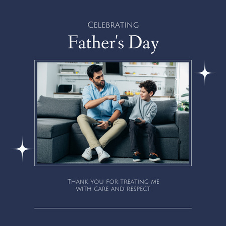 Plantilla de diseño de Padre e hijo celebrando el día del padre Instagram 