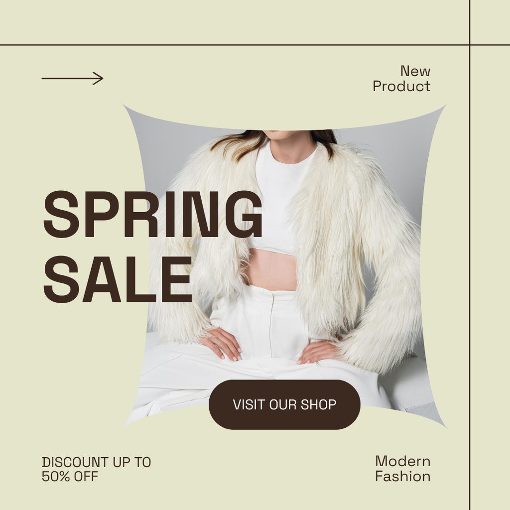 Spring Sale Announcement with Woman in White Instagram Tasarım Şablonu