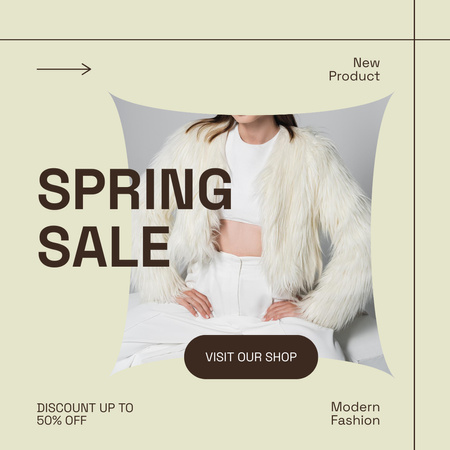 Modèle de visuel Annonce de vente de printemps avec une femme en blanc - Instagram