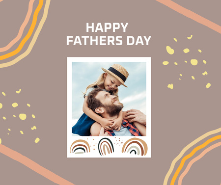 Father's Day Greeting with Happy Dad Facebook Πρότυπο σχεδίασης