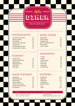 Retro Diner Style Restaurant Menu – шаблон для дизайну