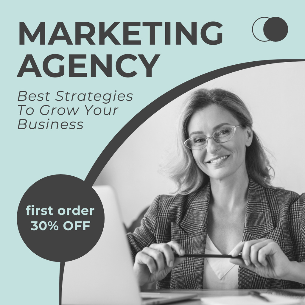 Ontwerpsjabloon van Instagram van Marketing Agency Offers Best Business Strategies