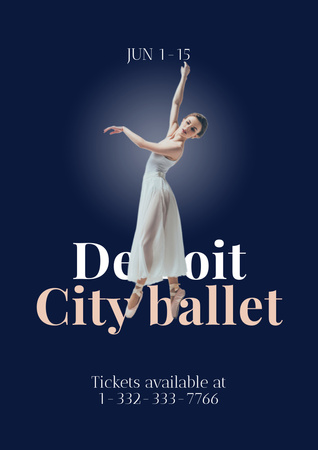 Ballet Show Event Announcement with Ballerina Poster A3 Tasarım Şablonu