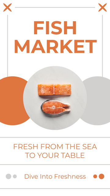 Fish Market Ad with Delicious Salmon Instagram Storyデザインテンプレート