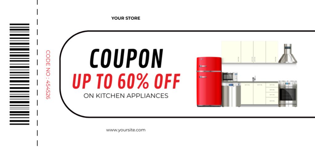 Ontwerpsjabloon van Coupon Din Large van Kitchen Appliance Discount Great Discount Offer