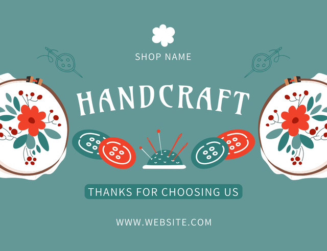 Thanks for Choosing Our Handmade Goods Thank You Card 5.5x4in Horizontal Design Template