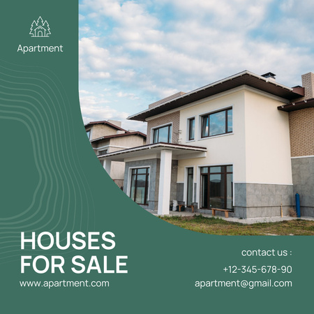 House Sale Ad in Green Instagram Design Template